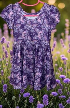 Charlie's Project 2T Girls Twirl Dress Pockets Purple Butterfly Floral NWT